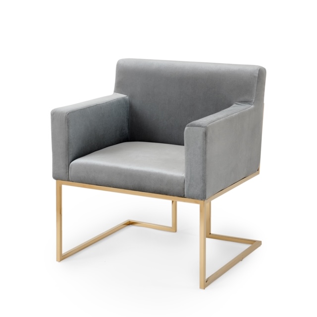 Lounge GråGuld Sammet Stol Lounge GråGuld Sammet Stol
